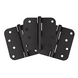 Design House 188961 Door Hardware, 4-inch 5/8-inch Radius Hinge, Matte Black, 3 Piece