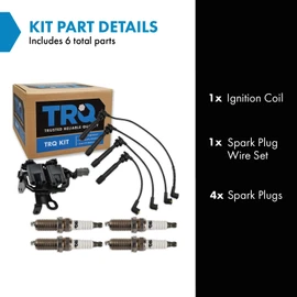 TRQ Ignition Coil and Spark Plug Kit 6 Piece Iridium Spark Plugs Compatible with 2003-2006 Hyundai Elantra 2005-2009 Tucson 2005-2007 Sportage 2009 Spectra 2009 Spectra5