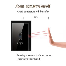 Cerhot US Wall Light Switch Infrared IR Sensor No Need Touch AC100-240V Motion Sensor Wall Switch Electrical Power On Off Lamp, Motion Activated Infrared Switches Requires Neutral Wire (US Black)