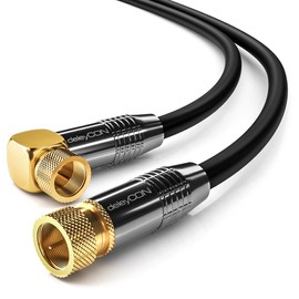 deleyCON SAT Antenna Cable 7.5m (24.61 ft.) Coaxial Satellite Cable Gold-plated F-type connector Right angle Metal Connector UltraHD FullHD - Black