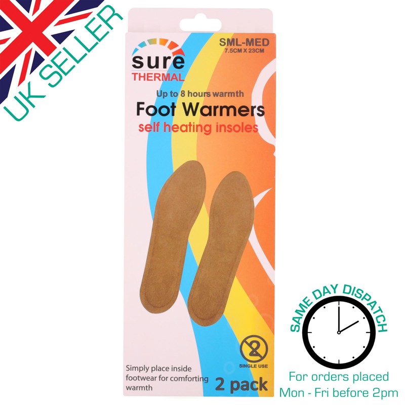 Small/Medium Foot Warmers - Instant Heat, Long-Lasting Comfort, Odor-Free, 2