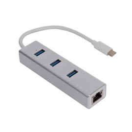Velleman PCMP202 USB 3.1 Type C to Gigabit Network + 3-Port USB Hub, Aluminum Enclosure