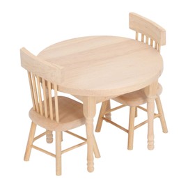 Dollhouse Dining Set 1:12 Scale Retro Design Dollhouse Miniature Round Table Chair Furniture