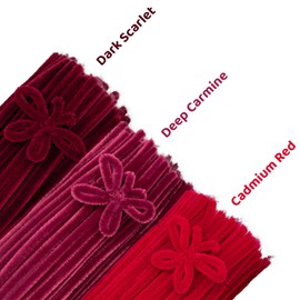 GUWINA 300Pcs Red Pipe Cleaners Craft Bulk, 12'' Long 0.3'' Thick Fluffy Chenille Stems Set, 3 Assorted Colors Fuzzy Sticks for DIY Art, Making Flowers & Festive Decorations (Gradient Red)