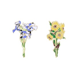 Flower Enamel Pins Iris Sunflower Enamel Pin Flowers Plant Brooches Lapel Pin Bouquet Brooches Cartoon Plant Lapel Pin Badge Plant Jewelry Gift for Lover Girl Friend