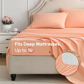 Swiftify Twin Sheets Set, 3 Pieces Hotel Luxury Soft Microfiber Bed Sheets Set, Up to 18" Deep Pockets, Oeko-Tex Sheets with Elastic, Breathable, Wrinkle Free (Peach Pink, Twin)