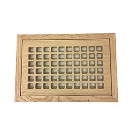 6 Inch x 10 Inch Red Oak Hardwood Vent Floor Register Flush Mount with Frame, Eggcrate Style, Unfinished