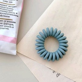 Tangle-free pastel telephone cord spring hair tie light blue (WFHCM9U) / 꼬임방지 파스텔 전화선 스프링 헤어끈 라이트블루 (WFHCM9U)