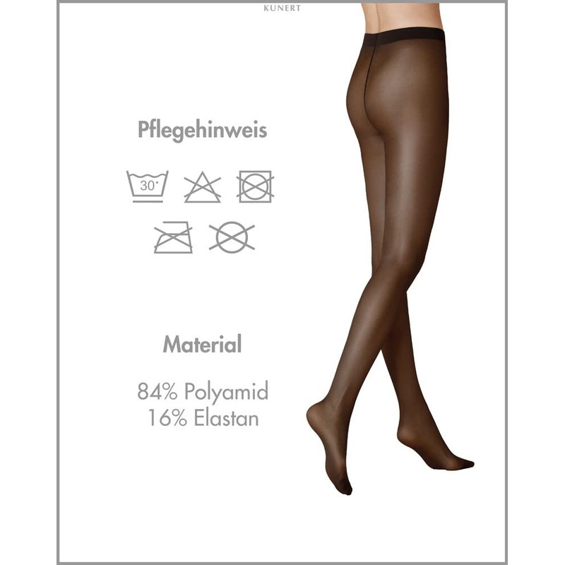 KUNERT Women's Tights, Satin Look, Transparent, Shiny, 20 denier, Black