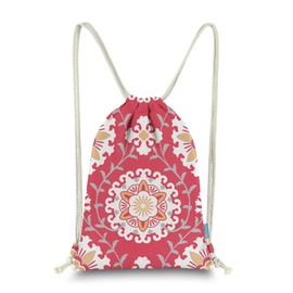 Miomao Drawstring Backpack Gym Sack Pack Dahlia Style Floral Sinch Sack Canvas String Bag Beach Cinch Pack For Men & Women 13 X 18 Inches Flame Scarlet