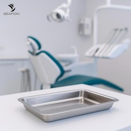 SEAFON Paquete de 4 Bandejas Quirúrgicas, Bandejas Médica de Acero inoxidable (304), Bandeja de Instrumentos de Laboratorio dental, Clínico, Herramien
