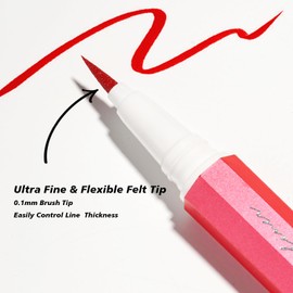 YES.EYE DO Liquid Eyeliner - Red Eyeliner liquid - Long Lasting Colorful Eye Line Pen with Precision Felt Tip Applicator - Water Removable Friendly to Sensitive Skin - Christmas Makeup (Crimson Rave)