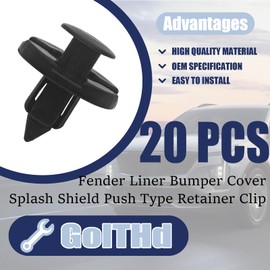 GolTHd 20PCS Fender Trim Panel Bumper Shield Retainer Fastener Rivet Push-Type Clips, Compatible with Nissan Infiniti Chrysler Dodge, Replaces 01553-09321