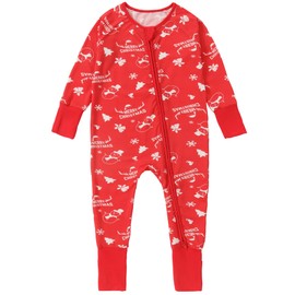 COOKY.D Bamboo Baby Sleepsuit Dual Zipper Soft Breathable Outfit Infant Boys Footed Jumpsuit Cute Cartoon Print Girls, Snowman 18-24 Months