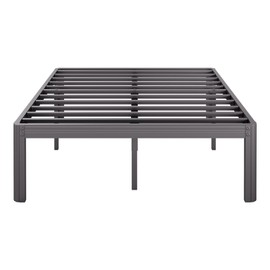 COMASACH 18 Inch Queen Bed Frame with Round-Corner Leg, No Box Spring Needed, Heavy Duty Metal Platform Bed-Frame, Noise Free Mattress-Foundation Support to 4000 Lbs, Black