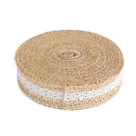 Jute Trim Burlap Ribbon, 10 Meters Natural Fringe Tape with Lace for Vintage/Rustic Themed Wedding Craft - 2.5CM