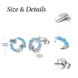 KINGWHYTE Dragonfly Earrings 925 Sterling Silver Flower Animal Earrings Blue Cubic Zirconia Stud Earrings Jewellery Dragonfly Gifts for Women Girls