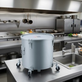 Commercial Kitchen Grease Fryer Bucket 16 Gallon Carbon Steel Rust Proof Coating Caster Base Lid Lock Clips Filter BagItem Size: #934;39.5 cm/H48 cm