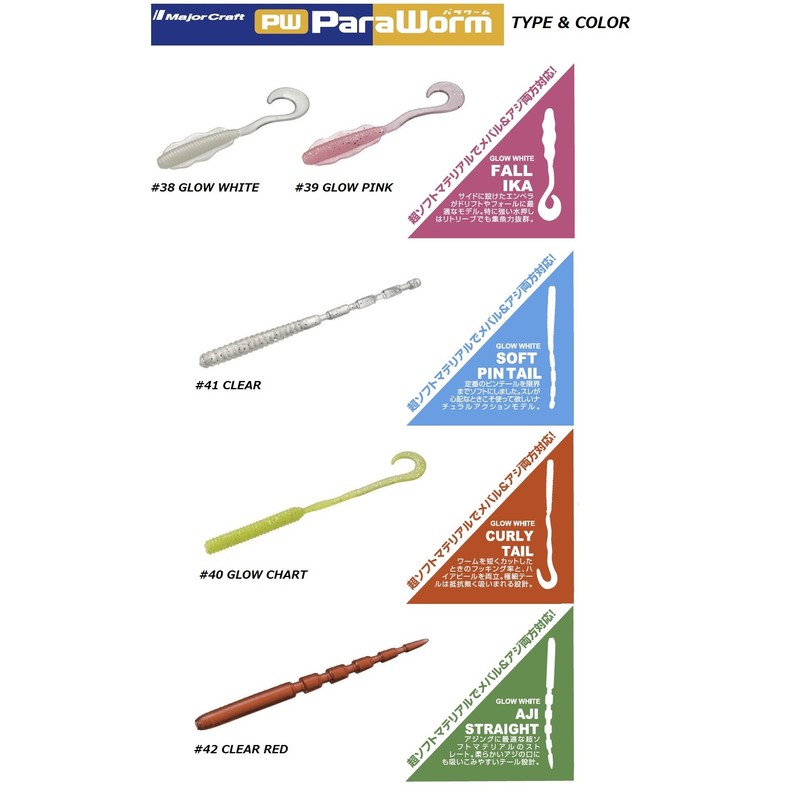 メジャークラフト ルアー ワーム パラワーム アジストレート #40 グローチャート PW-AJI