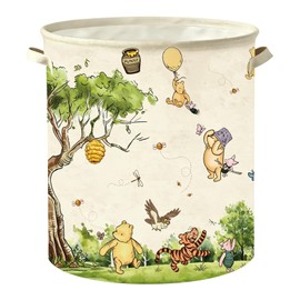 Classic Winnie Nursery Hampers Baby Clothing Hamper Toys Bin 50 x 40 Inch Large Laundry Basket Waterproof Collapsible Canvas Storage Baskets, Neutral Bedroom Decor Supplies