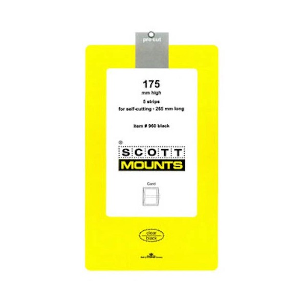 Scott/Prinz Pre-Cut Strips 265mm Long Stamp Mounts 265x175 #960 Black