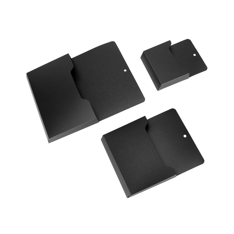 QWORK Multi-Sized Magnetic File Holder Set, 6 Pack Black Polypropylene