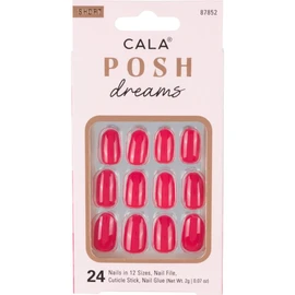 CALA - "Posh Dreams" uñas postizas ovaladas (24 uñas en 12 tamaños, carmesí)