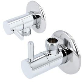 Designer Angle Valve with Ceramic Head and Rosette DN10 1/2 x 3/8 Inch Stopcock Washbasin Water Connection Washing Machine Connection Brass Water Valve Device Valve Angle Control Valve Ball Valve