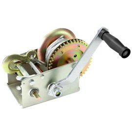 QWORK Trailer Winch – 3500 lbs Capacity, Hand Winch Hand Crank with Steel Cable Wire, Heavy Duty Rope Crank, Boat Trailer Cable