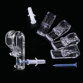 Roman Blind P Clips Plastic Child Safety P-Clips for Cord Clear Roller Blind Clips for Vertical and Roman Roller Curtain Ball Chain Cord Control 8 Sets with 8 Screws and 8 Plastic Pillars.