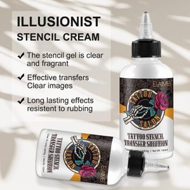 Tattoo Stencil Transfer Gel Solution, 150ml Professional Tattoo Stencil Gel Fresh Stencil Primer Stuff Transfer Cream Gel for Tattooing Stickers Paper Machine Tattoo Supplies - Clear & Long-Lasting