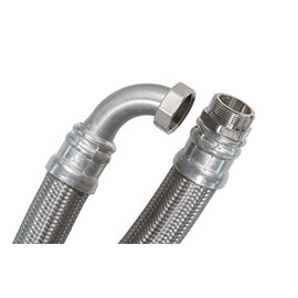 SFX® Reinforced Hose 30 cm DN19-3/4 Inch Male x 3/4 Inch Nut with 90 Degree Bend Stainless Steel Braided Flexible Hose 300 mm