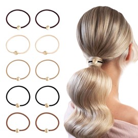 Pack of 10 Women's Hair Bobbles - Hair Bobbles Girls - Hair Bobbles, Hair Bobbles in Black, Dark Brown, Brown, Beige, Khaki, Scrunchies Girls, Hair Scrunchies Women