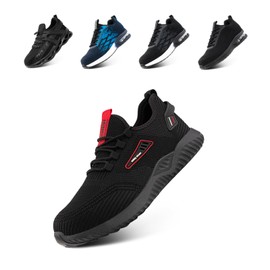 Safety Shoes Men's Steel Toe Cap Shoes Women's Work Trainers Work Shoes Protective Shoes Sporty Lightweight with Steel Toe Cap Black Blue Grey EU 36-48, Gk739 Black, 11 UK