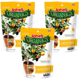 Jobe’s Organics Fruit & Citrus Tree Fertilizer Spikes, 3-5-5 Time Release Fertilizer for all Container or Indoor Fruit Trees, 6 Spikes per Package (3)