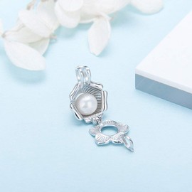LGSY Sterling Silver Rose Cage Pendants for Women, Design Cage Pendants for Jewelry Making, Essential Oil Diffuser Lockets for Pearl Jewelry