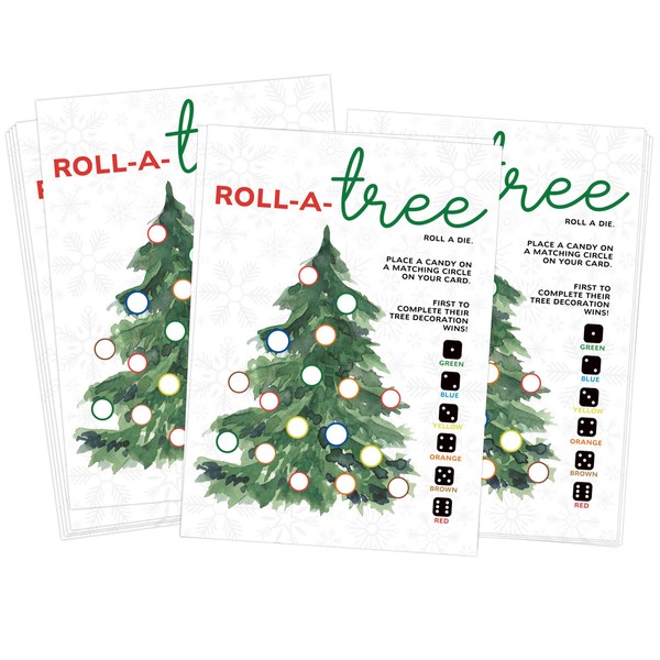 Roll a Christmas Tree Game Card, Dice Rolling Game, Christmas