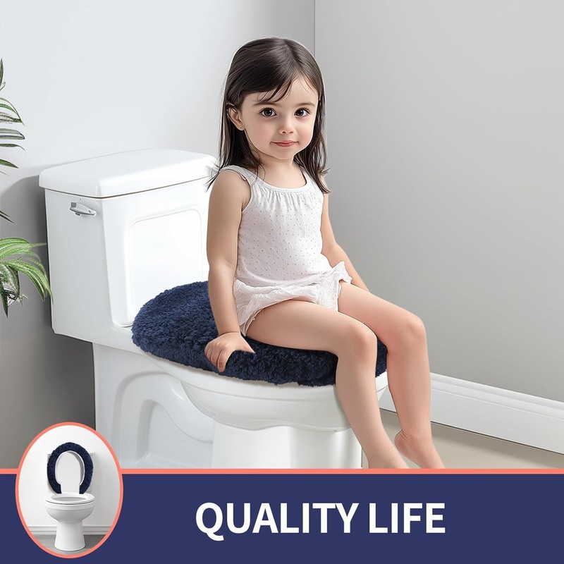 Microfiber Elongated Toilet Seat Cover 19.5"x 15" Machine Washable