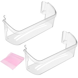 242126602 Refrigerator Door Bin Shelf Replacement for Frigi-daire Side-By-Side Refrigerator Fetechmate Refrigerator Door Shelf Bin (Lower) - Bottom 2 Shelves Replace FFSS2625TS0 LFSS2612TF0-2 Pack