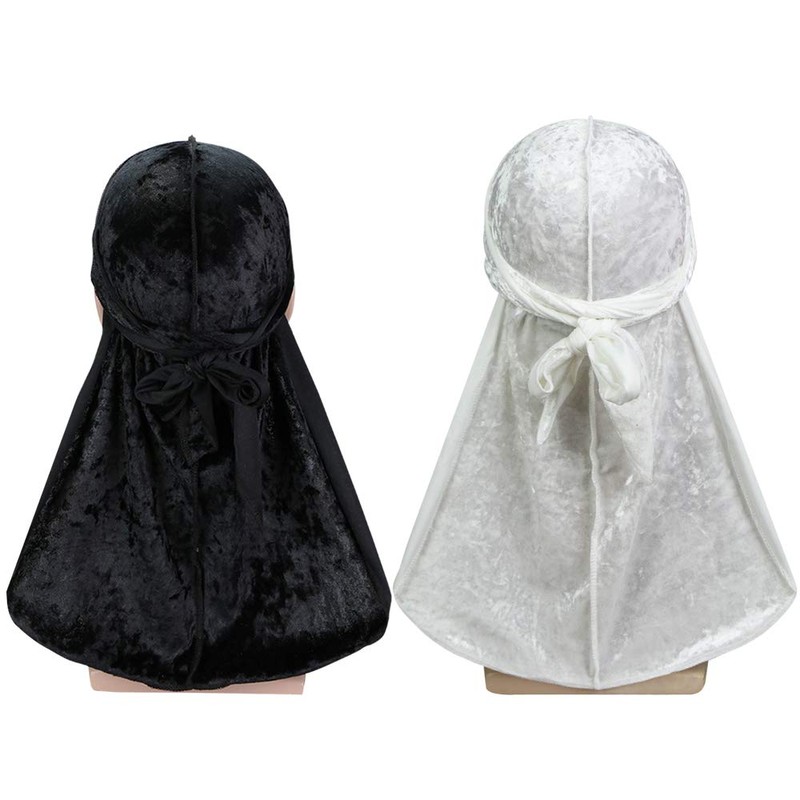 2 PCS Crushed Velvet Wave Durag – Premium Soft Durag