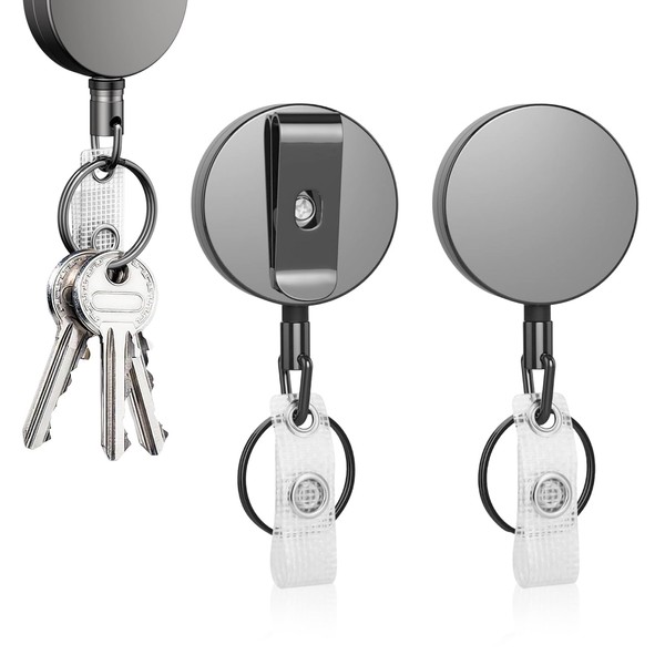 2 Pack Retractable Keychain Heavy Duty Metal Retractable Badge Reel