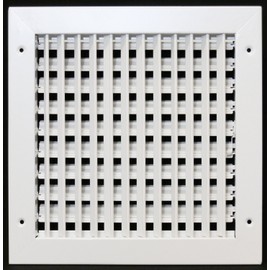 16" X 14" Adjustable AIR Supply Diffuser - HVAC Vent Cover Sidewall or Ceiling - Grille Register - High Airflow - White [Outer Dimensions: 17.75" w X 15.75" h]