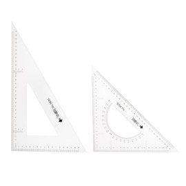 2 PCS Triangle Ruler Square Set 31cm 30/60 and 45/90 Degrees Measuring Tools for Classrooms Home Office, Transparent, triangle ruler