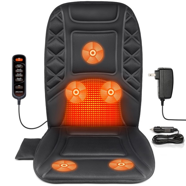 CARSHION Back Massager with Heat,Heated Seat Cover Cushion with 5