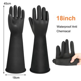 Nobgum 18" Upgraded Latex Gloves Rubber Chemical Resistant Glove Safety Work Long Gauntlets，Industrial Safety Gloves for Men