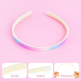 WLLHYF Pack of 3 Glitter Headbands, Cute Glitter Non-Slip Plastic Headbands with Teeth, Rainbow Bling, Cute Hard Hair Bands, Hair Accessories for Little Girls (Rainbow Colours)
