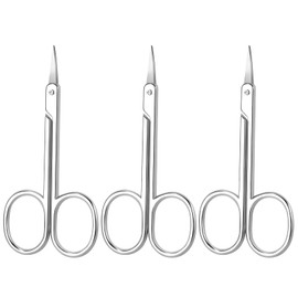 Stainless Steel Blunt Tip and Curved Scissors Set for Men and Women - Ideal for Eyebrow, Nose, Ear Hair Trimming, and Grooming.