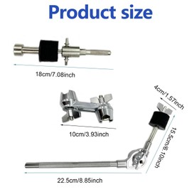 WADY Cymbal Boom Arm with Clamp, Grabber Cymbal Arm Solid Boom Arm, 360°Cymbal Extension Mount Clamp, Cymbal Extension Stand Drum Cymbal Stand, Cymbal Boom Attachment Cymbal Holder Stacker Attachment