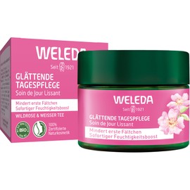 WELEDA Bio Glättende Tagespflege Wildrose & Weißer Tee - Naturkosmetik Natural Aging Gesichtscreme mit Age Protect Complex mindert erste Fältchen für sichtbar glattere Haut (vegan, 40ml)