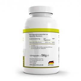 Zec+ Zec+ Nutrition Health+ Vitamin B2 - 120 Kapseln hochdosiert, fr ein gutes Nervensytem und einen funktionierenden Energiestoffwechel, Made in Germany